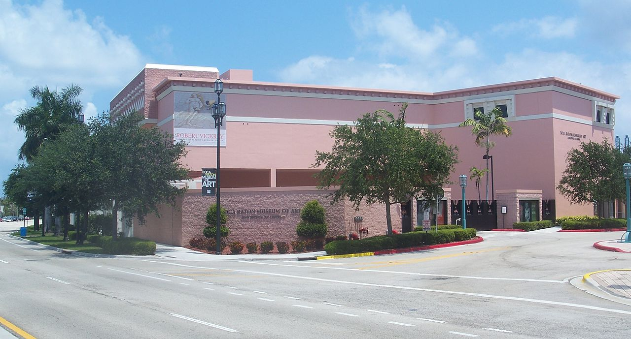 Boca Raton Museum of Art exterior with banners.