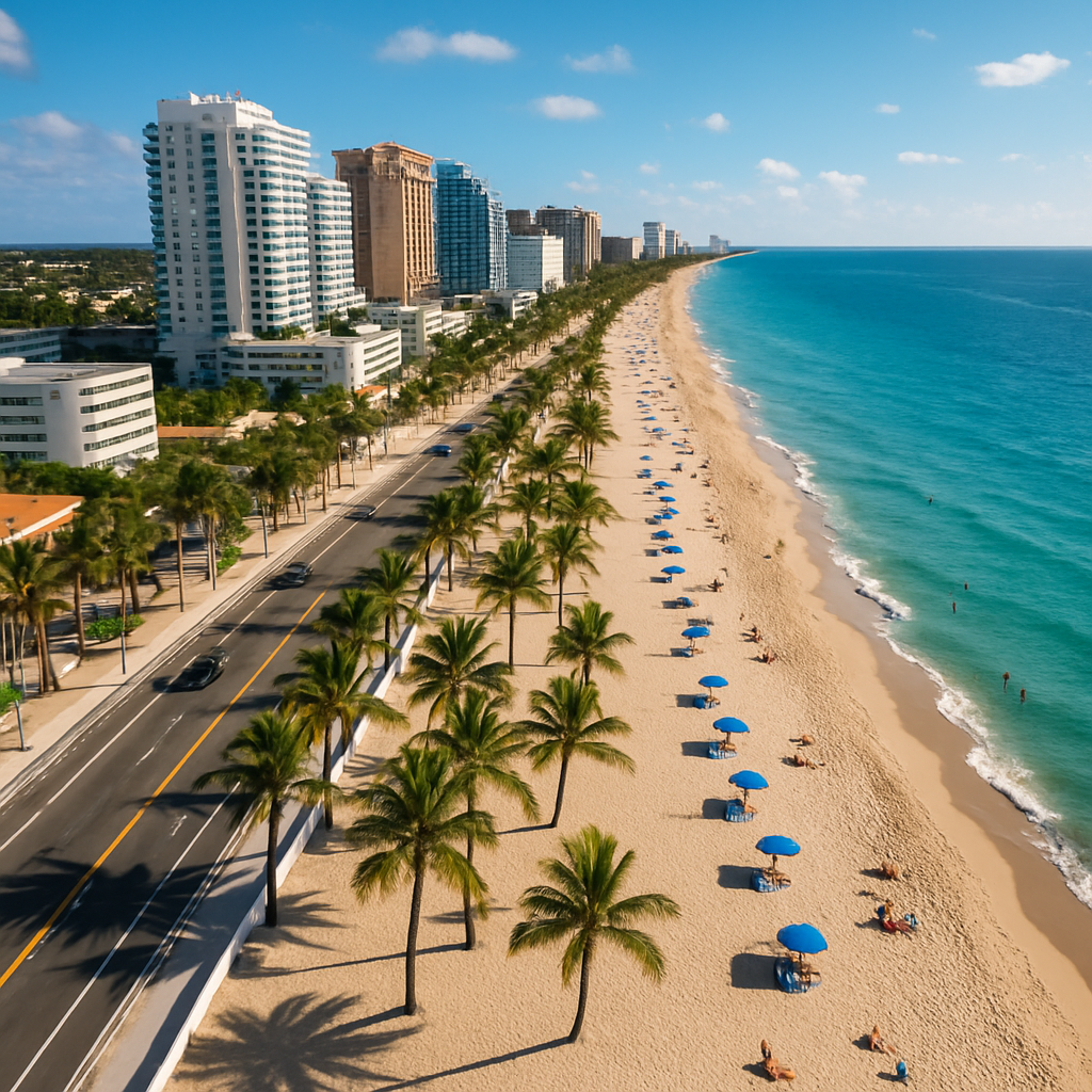 fort lauderdale beach drone shot