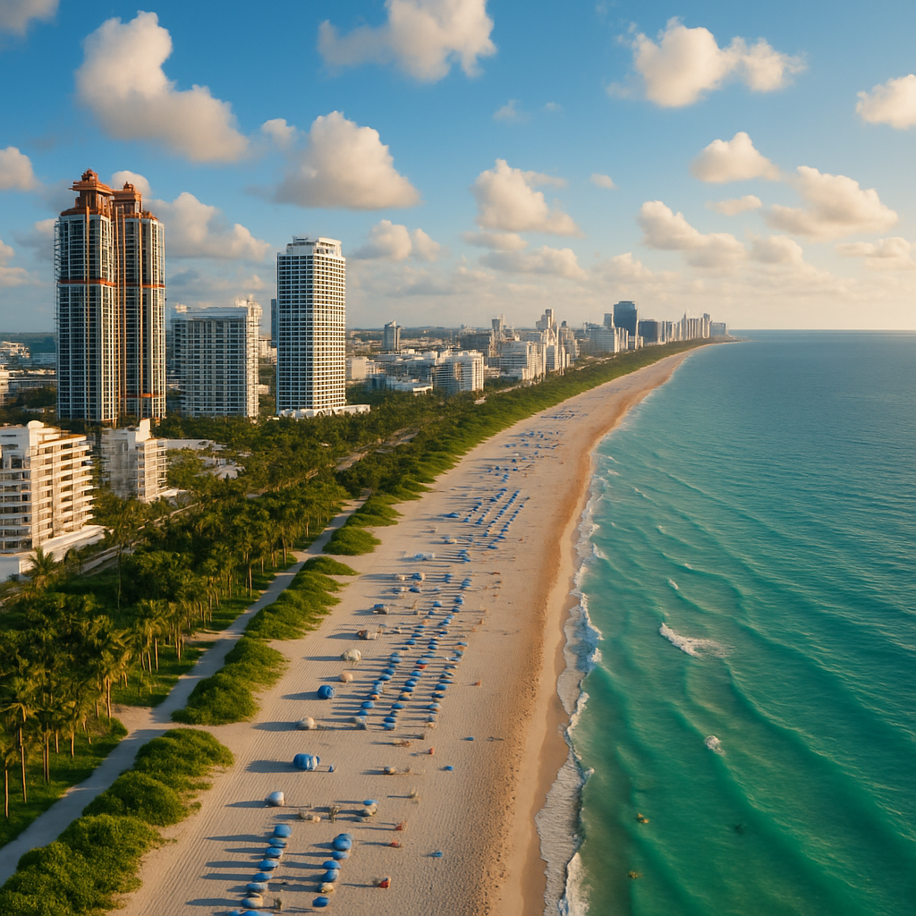 miami beach drone shot