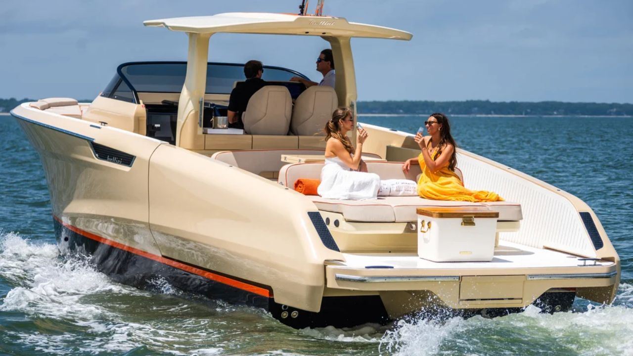 Bachelorette party on a luxury yacht with friends enjoying leisure. 